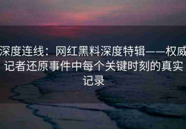 深度连线：网红黑料深度特辑——权威记者还原事件中每个关键时刻的真实记录