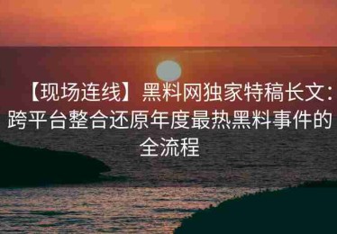 【现场连线】黑料网独家特稿长文：跨平台整合还原年度最热黑料事件的全流程