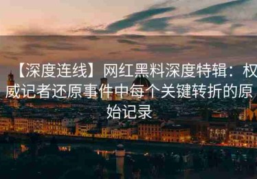 【深度连线】网红黑料深度特辑：权威记者还原事件中每个关键转折的原始记录